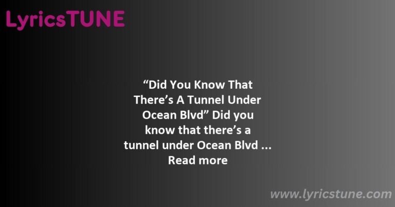 lana del rey did you know that theres a tunnel under ocean blvd lyrics lana del rey lyrics 8220did you know that there8217s a tunnel under ocean blvd8221 lyrics - brooklyn baby lyrics