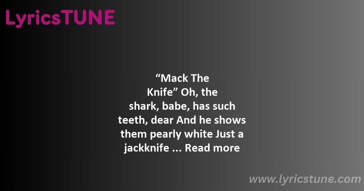 mack the knife lyrics bobby darin lyrics 8220mack the knife8221 lyrics - mack the knife lyrics